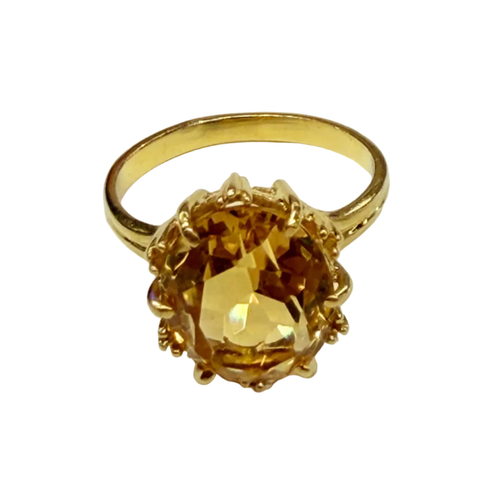 Bague avec Citrine Naturelle en Or Jaune 18K