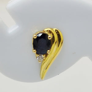 Boucles d'oreilles en Or jaune 18K - saphir et diamants -  1.62G