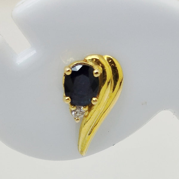 Boucles d'oreilles en Or jaune 18K - saphir et diamants -  1.62G