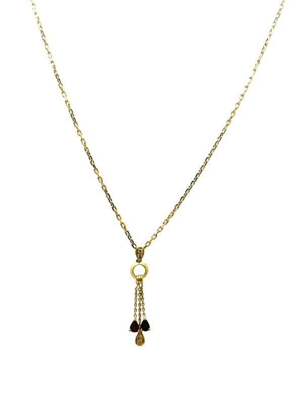 Collier Matinée en Or Jaune avec Pierres Précieuses