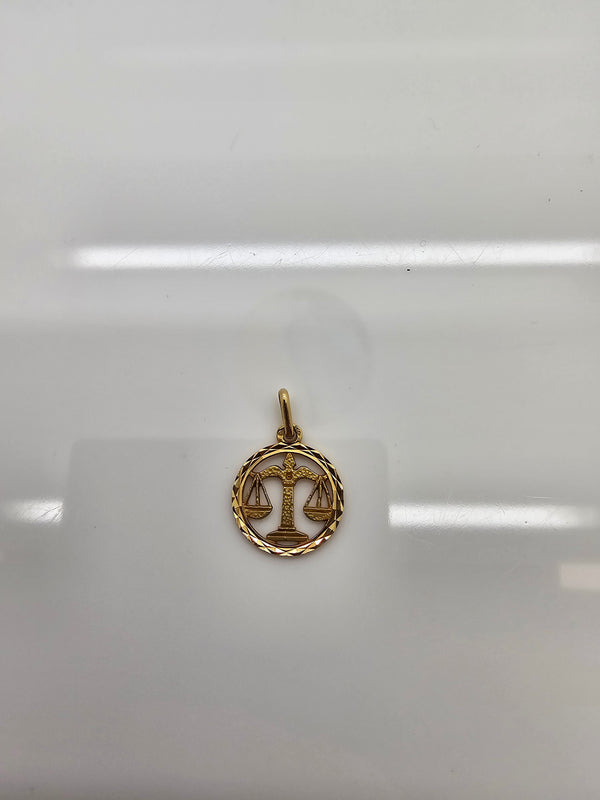 Pendentif Balance Or Jaune 18k Zodiaque Médaille - 0.99gr
