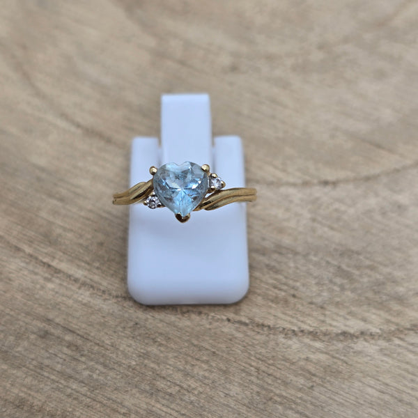 Bague Solitaire Or Jaune 18 Carats avec pierre bleue - T 48