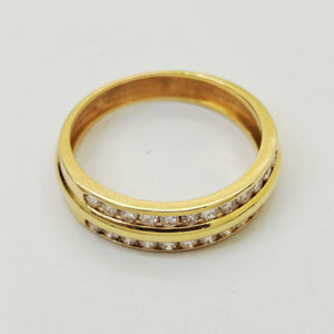 Bague en Or Jaune 18K avec Diamants - Taille 54 - 3.45G