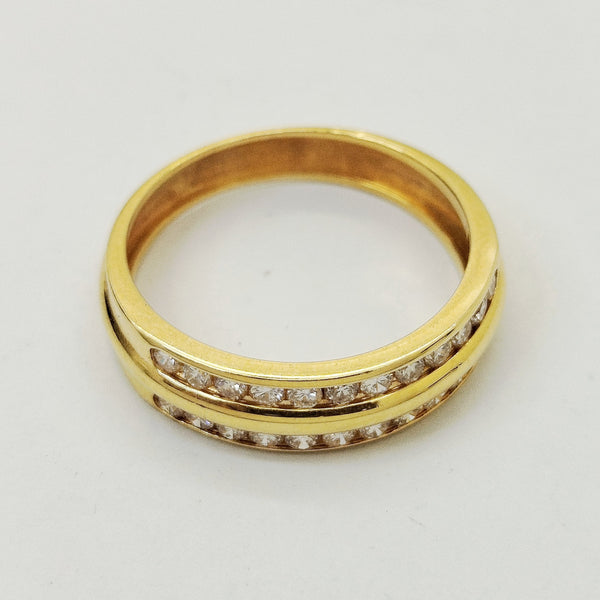 Bague en Or Jaune 18K avec Diamants - Taille 54 - 3.45G