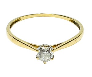 Bague Solitaire en Or Jaune 18 K - Taille 56 - 1.05 G