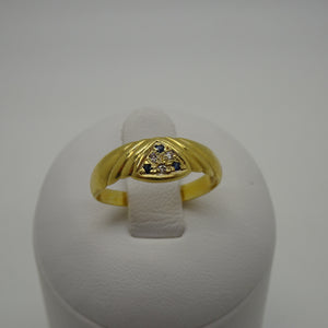 Bague Diamants et Spinelle Bleu en Or Jaune 18K