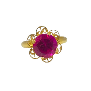 Bague Solitaire en Or Jaune 22K Taille-50