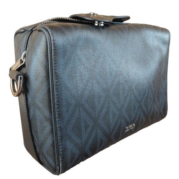 Sac à bandoulière Dior en toile Diamond noir / bleu