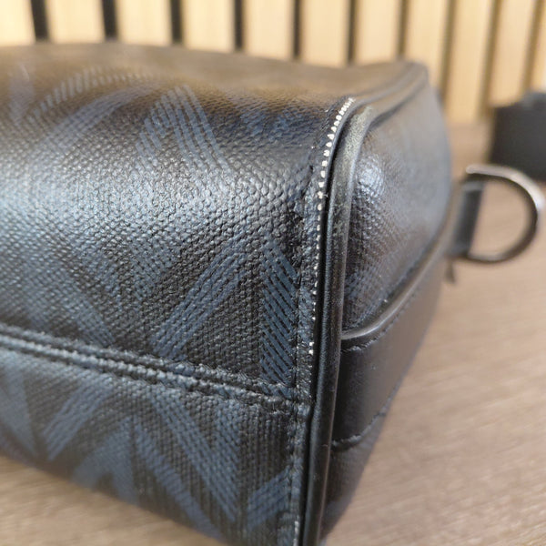 Sac à bandoulière Dior en toile Diamond noir / bleu