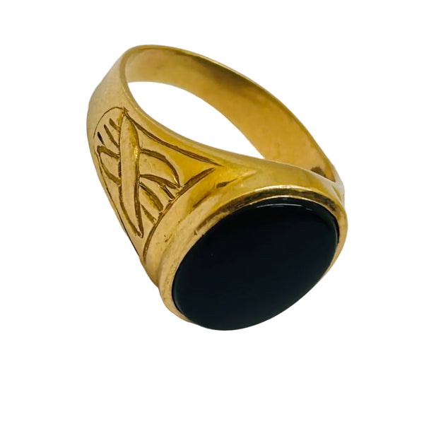 Chevalière homme en or jaune 18 carats avec Onyx