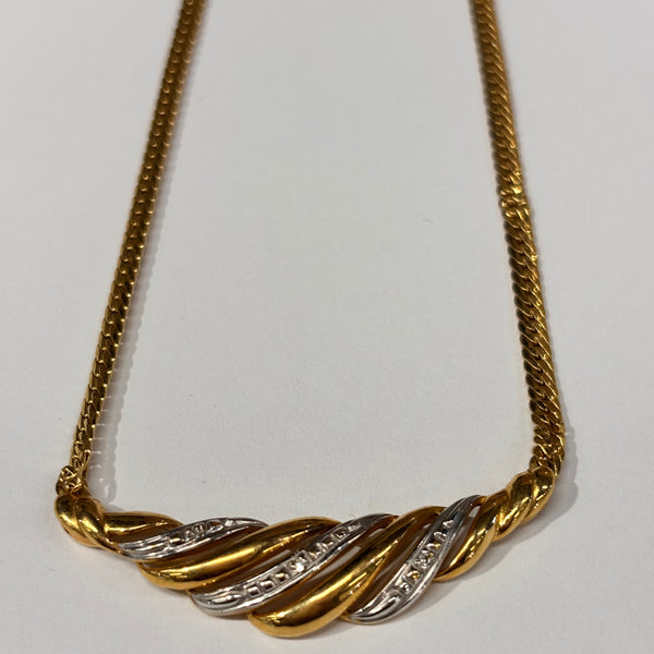 Collier Matinée Diamants Or Jaune et Or Gris 18K 10.19 Grs
