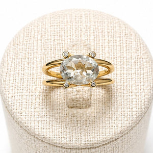 Bague Solitaire Or Jaune 18K - 6.24 G Oxyde Zirconium