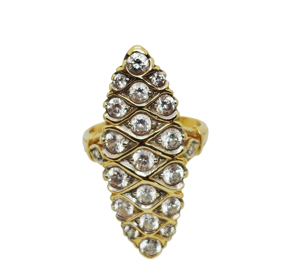 Bague marquise en or jaune 18K Taille-52