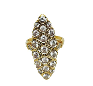 Bague marquise en or jaune 18K Taille-52