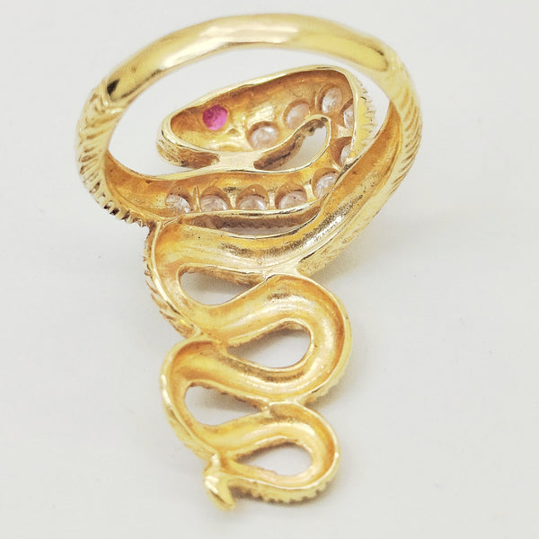Bague Serpent Or Jaune 18K - Taille 56 - 6.78gr
