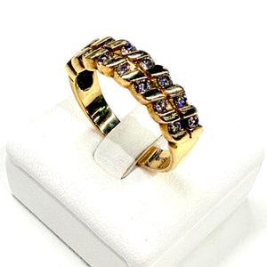 Bague en Or Jaune 18K - 14 Diamants - Taille 56