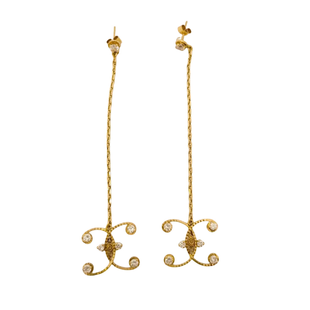 Boucles d'Oreilles en Or Jaune avec Oxyde de Zirconium 18k