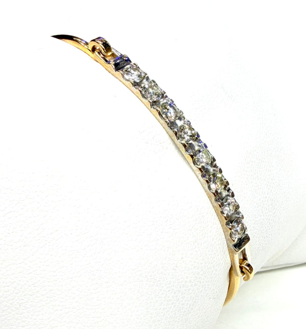 Bracelet jonc en Or jaune et blanc 18k avec diamants