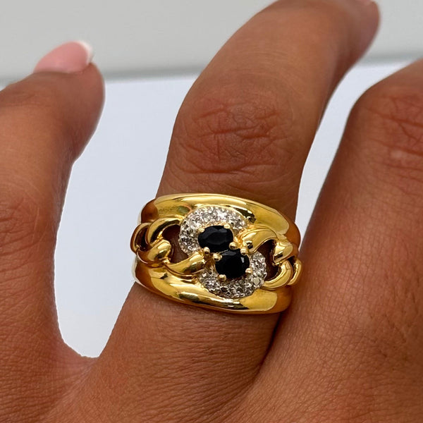 Bague en or jaune et blanc 18K- Taille 53