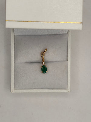 Parure Pendentif et Boucles d'Oreilles Or 18K Diamants et Émeraude