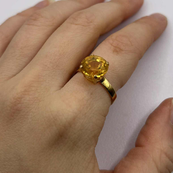 Bague Solitaire en Or Jaune 18K - Taille 54 - 3.02g