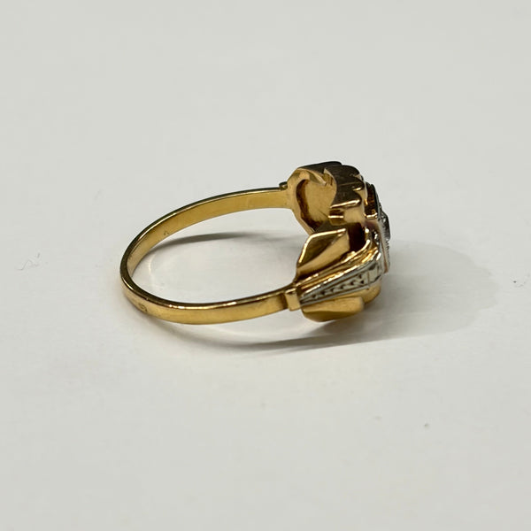 Bague Tank en Or Jaune et Blanc avec Zirconium