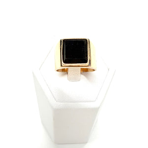Bague Chevalière en Or Jaune 18k Onyx - Taille 55