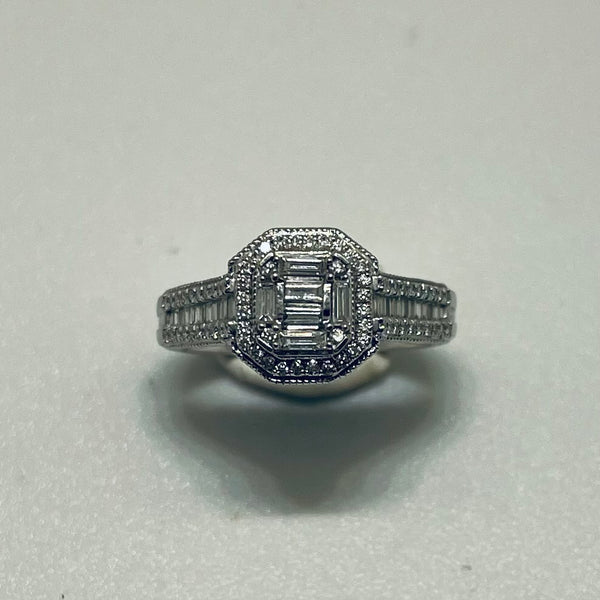 Bague Solitaire Or Gris 18K avec Diamants 4.95 Grs - Taille 55