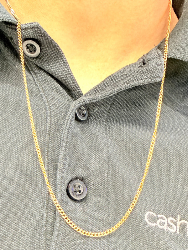 Collier Sautoir en Or Jaune 18k - Maille Forçat Plate