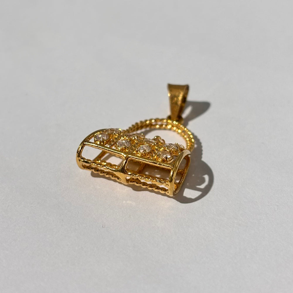 Pendentif Médaille en Or Jaune 18K & Oxyde de Zirconium