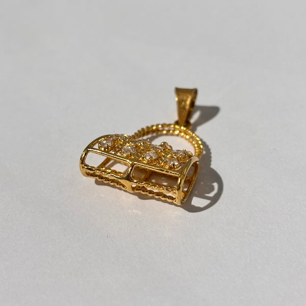 Pendentif Médaille en Or Jaune 18K & Oxyde de Zirconium