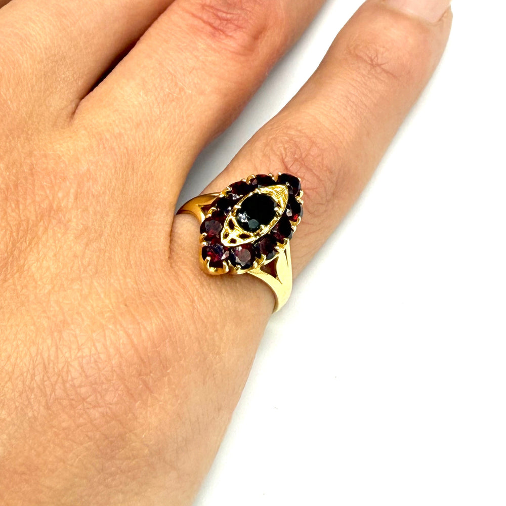 Bague Marquise en Or Jaune 18K - Taille 49 - 4.02g