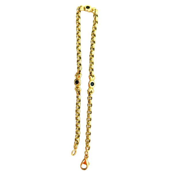 Bracelet Maillon en Or Jaune et Saphir 18 K - 4 Grs