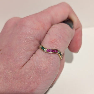 Bagues en Or Jaune avec 18k Diamants et Pierres Naturel - 1.62gr - T56