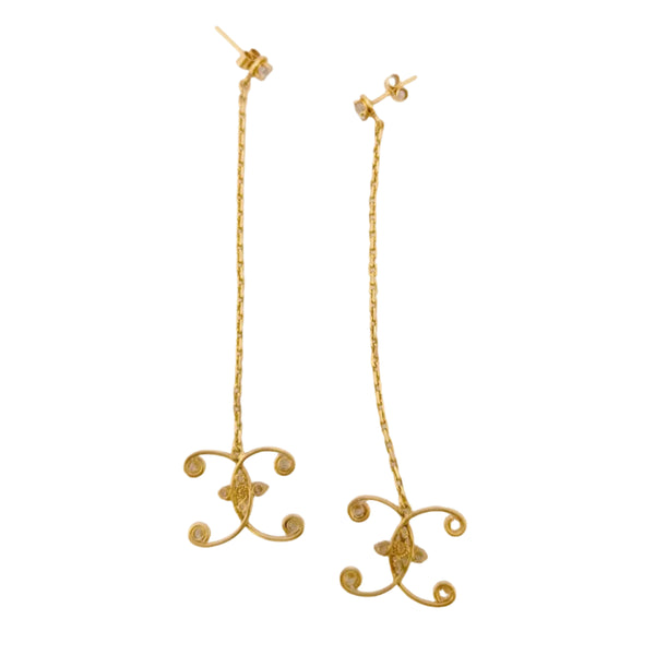 Boucles d'Oreilles en Or Jaune avec Oxyde de Zirconium 18k