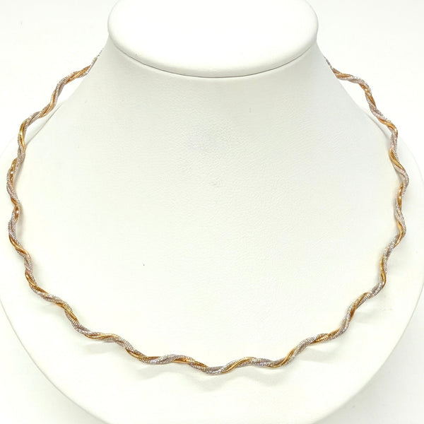 Collier Torsade en Or Jaune et Blanc 18k - 9.04 G