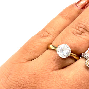 Bague Solitaire en Or Jaune 18k Taille-54