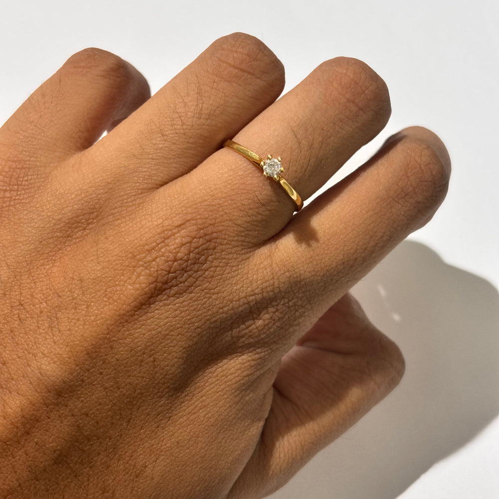 Solitaire en or jaune 18 carats avec Oxyde de Zirconium - T 55