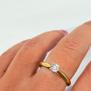 Solitaire Diamant Or Jaune et blanc 18k Taille 56