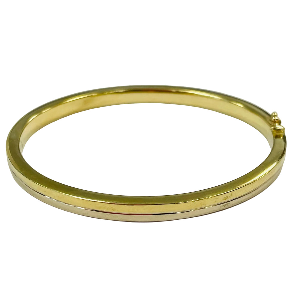 Bracelet jonc en or jaune et blanc 18K - 12.20 Grs