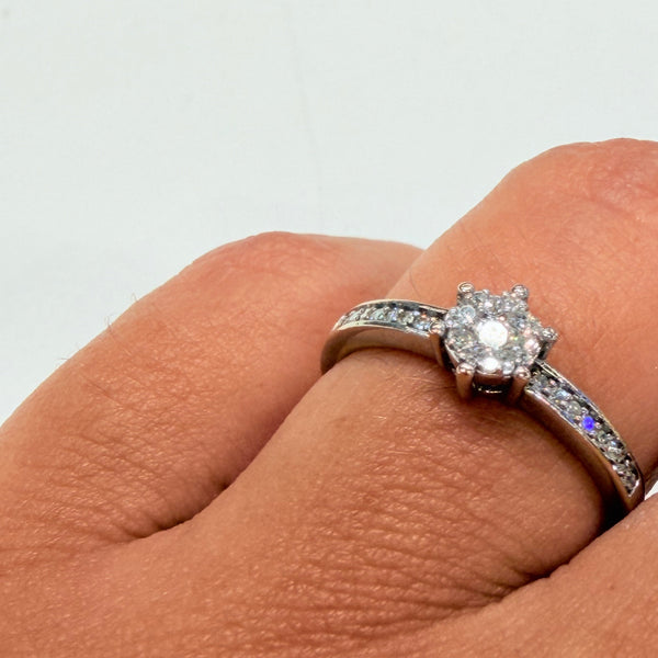 Bagues en Or Blanc et Diamants 18k - Taille 52