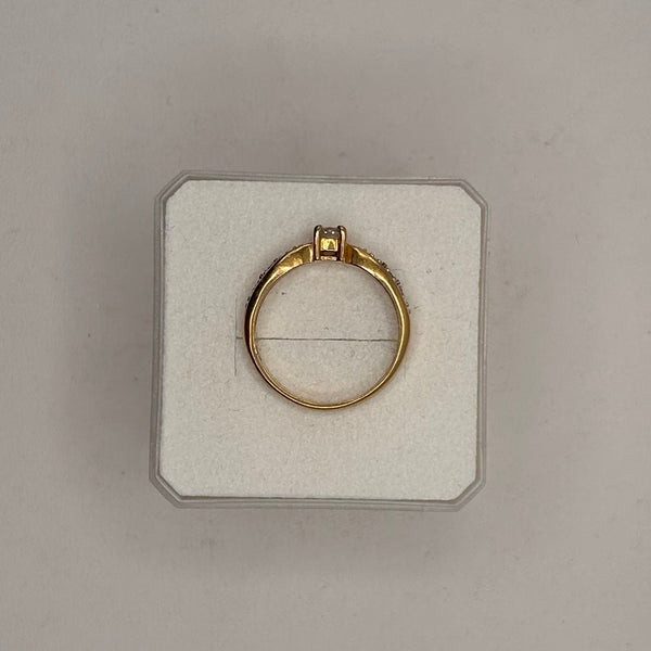 Solitaire Diamant Or Jaune 18K avec Pavage de Brillants
