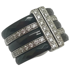 Jonc bague en Or Blanc Diamants Guy Laroche 18K - 14 Grs - T51