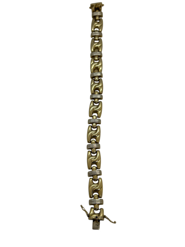 Bracelet Maille Fantaisie Or Jaune/Blanc avec Saphir 0,01ct