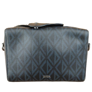 Sac à bandoulière Dior en toile Diamond noir / bleu