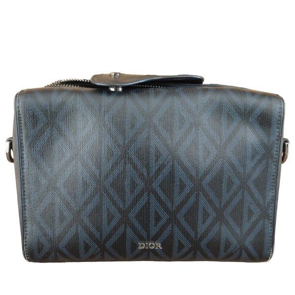 Sac à bandoulière Dior en toile Diamond noir / bleu