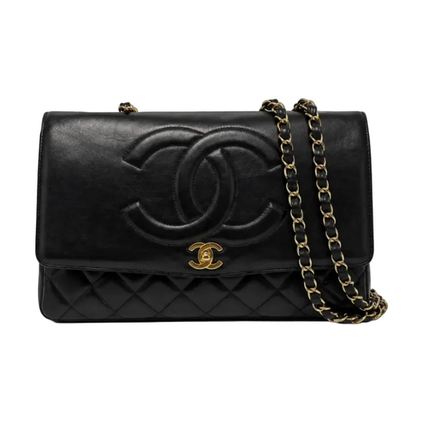 Sac porté épaule Chanel Cuir Noir Maxi Classic Flap Jumbo