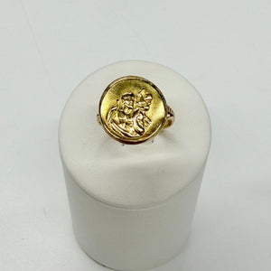 Bague en or jaune 18k, symbole religieux