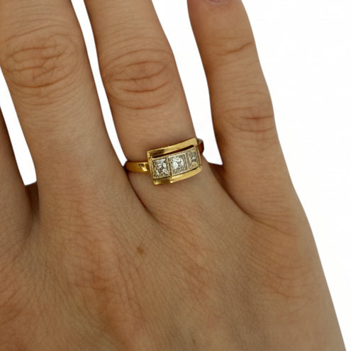 Bague en or jaune et diamants 18k -  2.43 G
