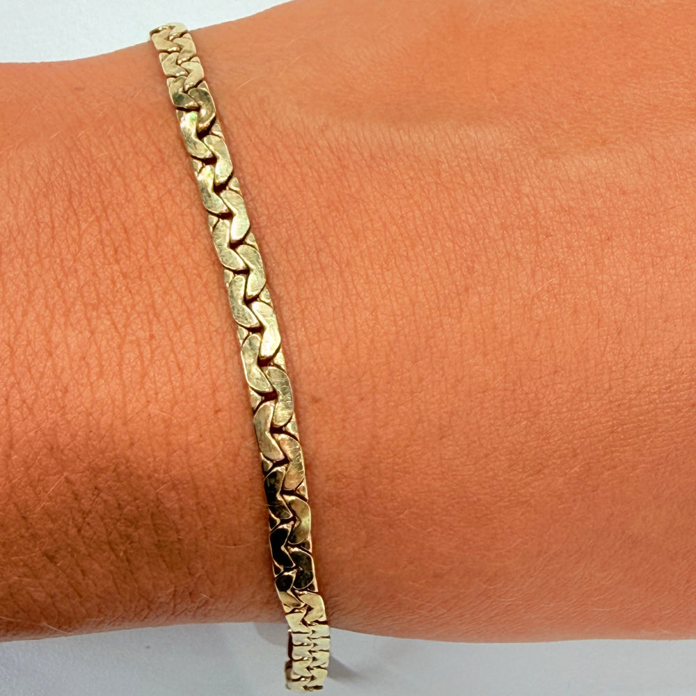 Bracelet Maille Haricot en Or Jaune 18k - 4.18g